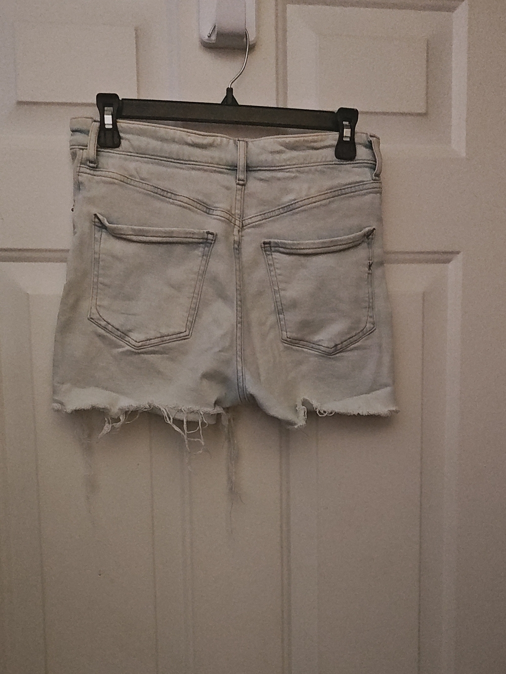 Express Light Blue Distressed Denim Shorts - Picture 2 of 2